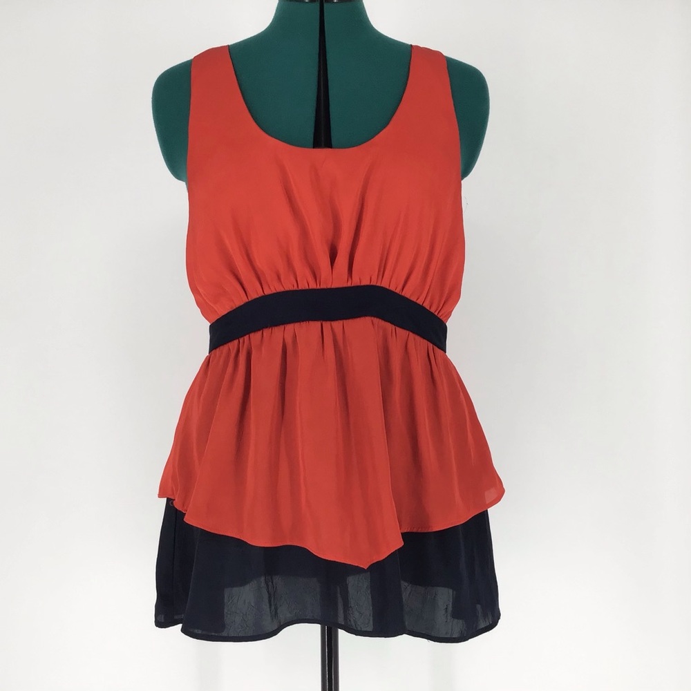 Lucca Couture Shiny Sleeveless Layered Blouse, S